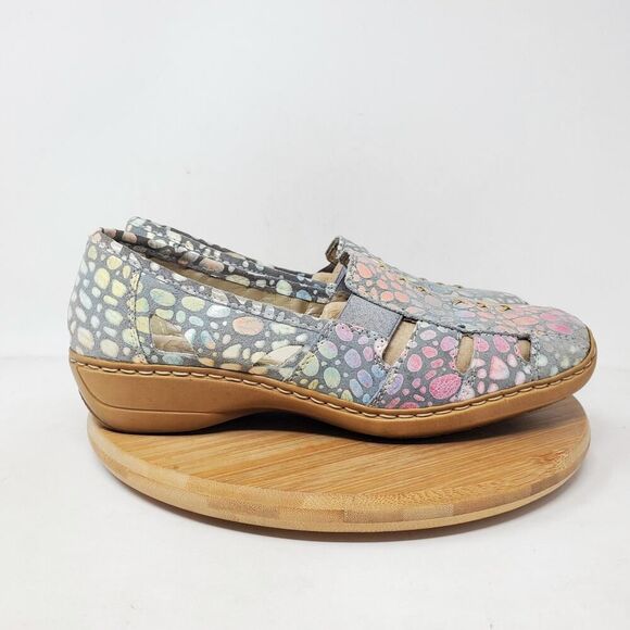 Rieker Shoes Womens 38 Colorful Leather Cut Out Slip On Loafer Comfort - Picture 1 of 13